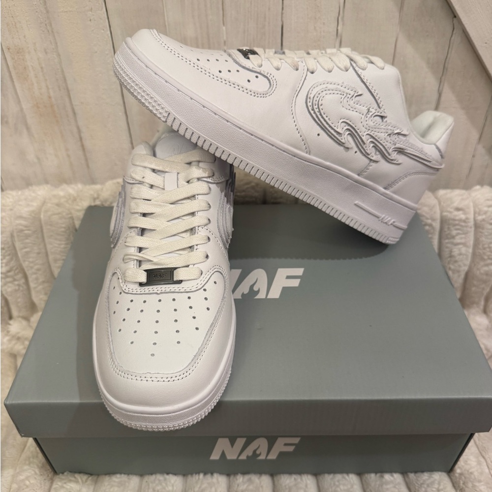 NAF Air Force Ones AF1 Collectible Size 8.5 MENS - White on White